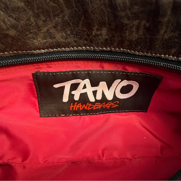 TANO Brown Leather Shoulder Handbag, Made in Italy - Picture 3 of 4